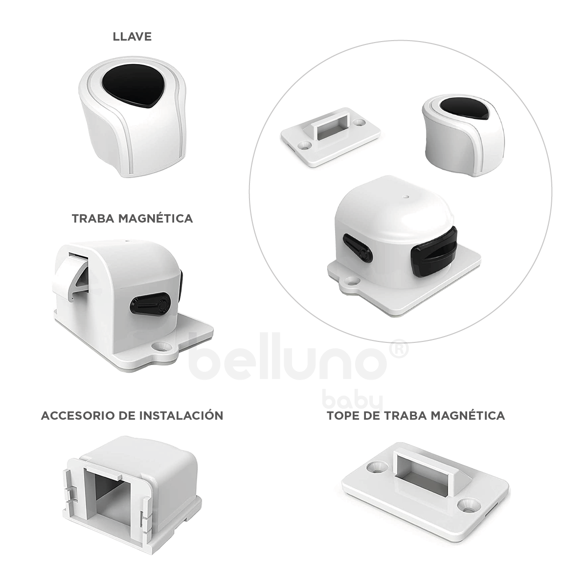 Producto de Seguridad Belluno Baby TRABAS MAGNÉTICAS X 4 UNI. - Vista plegado