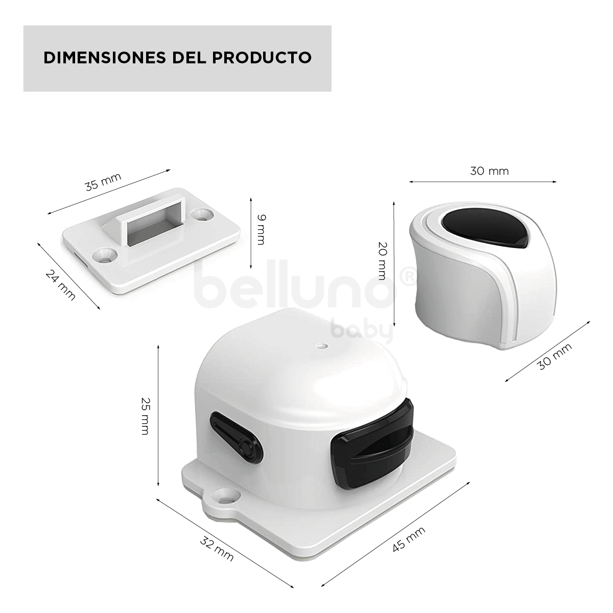 Producto de Seguridad Belluno Baby TRABAS MAGNÉTICAS X 4 UNI. - Detalle interior
