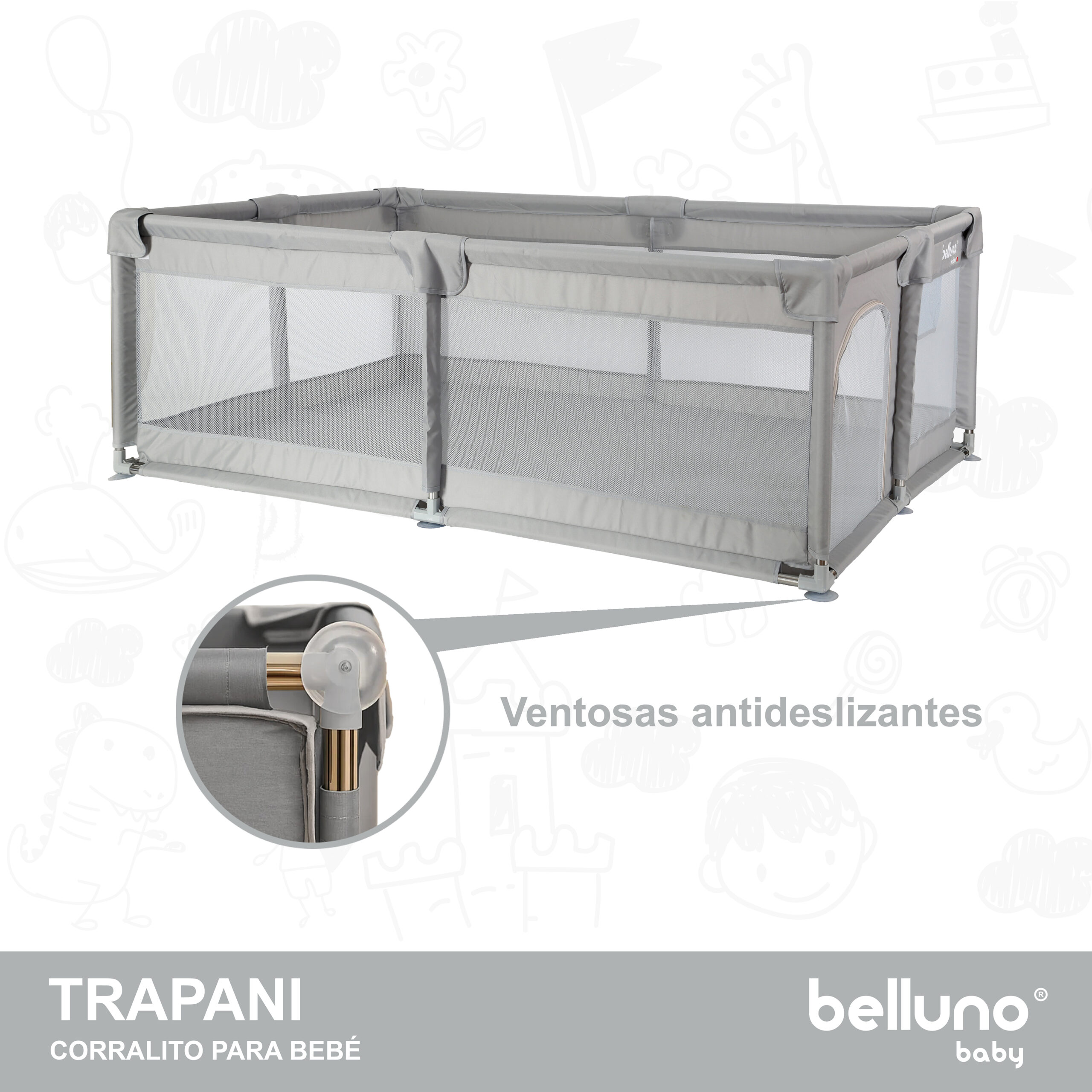 Mueble Belluno Baby TRAPANI - Vista con accesorios